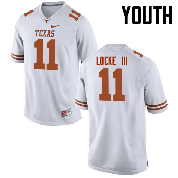 Youth #11 P.J. Locke III Texas Longhorns College Football Jerseys-White